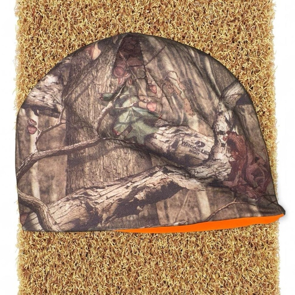 Camouflage Beanie with Orange Lining